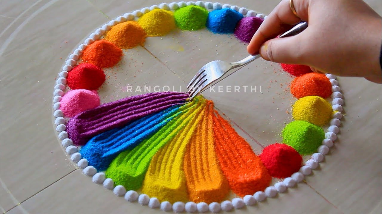 Simple rangoli using fork for diwali l easy rangoli designs with ...