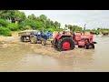 swaraj 843xm and Mahindra tractors work in sand river