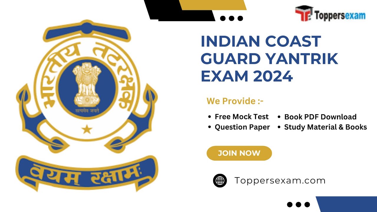 INDIAN COAST GUARD YANTRIK Mock Test Free, Syllabus 2024, Book PDF, Questions and Answers