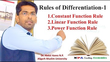 Rule of Differentiation Part-1/Constant,Linear&Power function Rules/NPA Teaching/Dr. Abdul Azeez NP