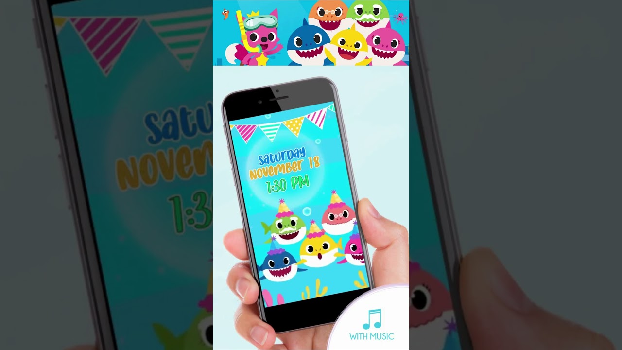 Baby Shark Birthday Invitation 
