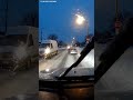 ❄️ Wild Chain Reaction on Icy Road!