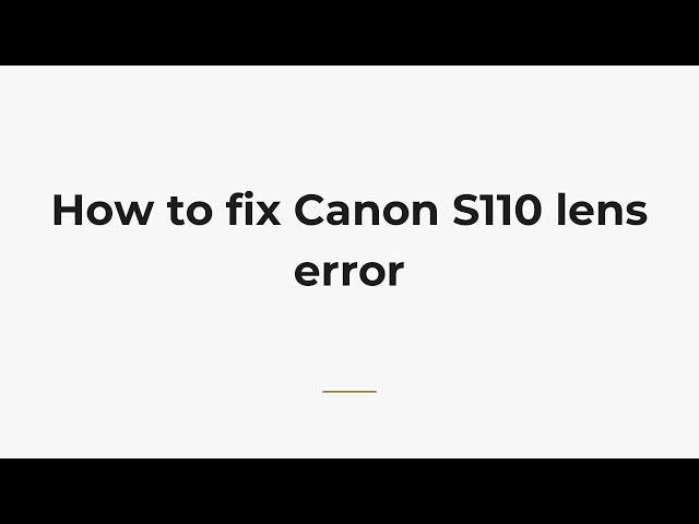 How to fix Canon S110 lens error - YouTube