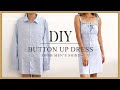 DIY Button up dress from men's shirt - Refashion men's shirt idea