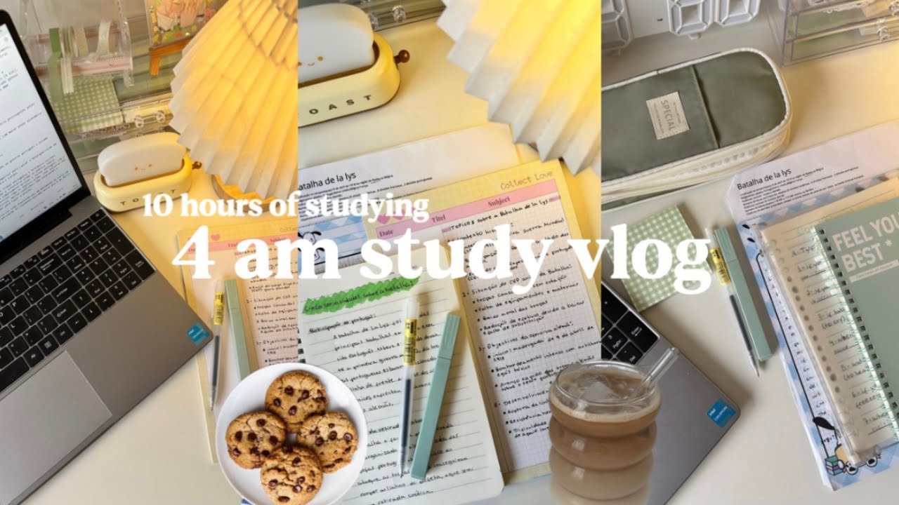 STUDY VLOG🌱 | 4 AM intense studying, notes, 10+ hours of studying ...