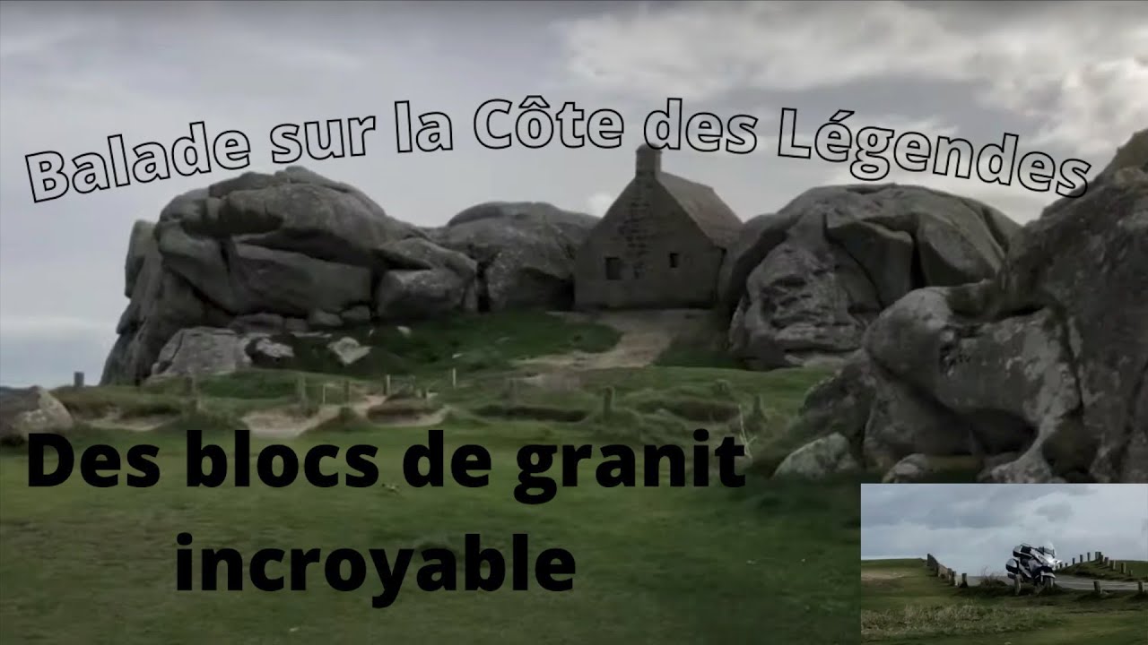 ⁣Balade moto  au pays des légendes Kerlouan Finistère Fév22 partage blocs de granit lien description