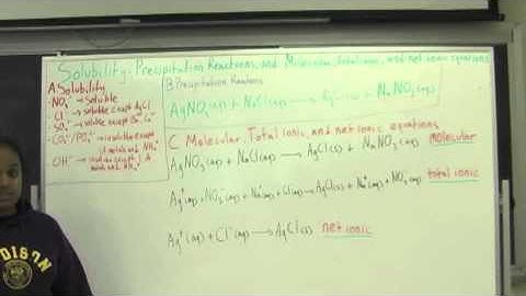 Solubility Precipitation Reactions Molecular Total Ionic Net Ionic Equations