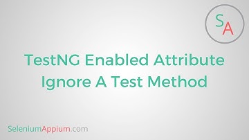 #13 TestNG Enabled Attribute Ignore A Test Method