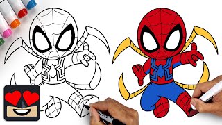 How To Draw Iron Spider | SpiderMan Draw & Color Tutorial