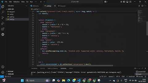 UNIT CONVERTER - Telegram Chatbot integrated with firebase firestore