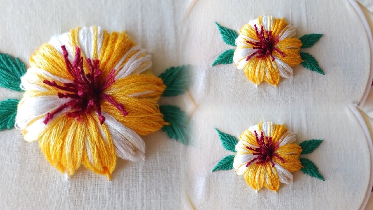 Amazing 3D Flower Embroidery Tutorial For Beginners/ Easy Hand ...