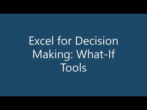 Excel for Decision Making: Goal Seek, Scenario Manager, and Data Table