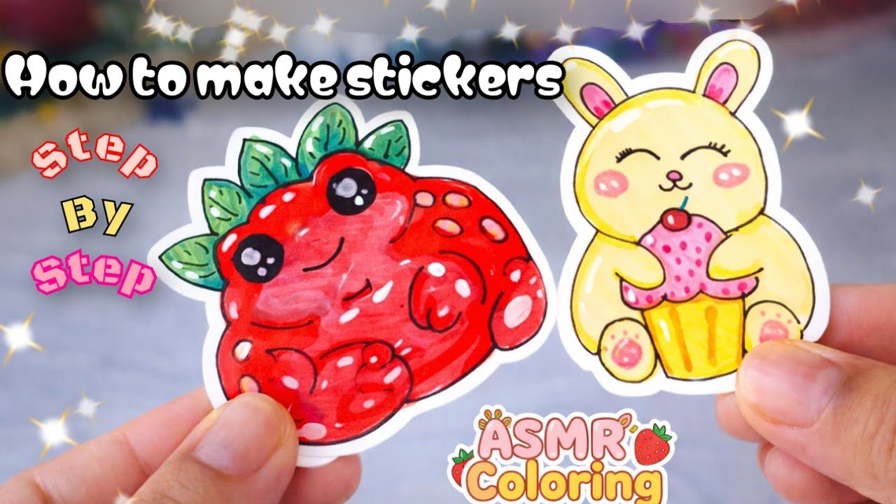 How to make cute kawaii stickers at home 🏠 | Easy and cheap | ASMR coloring animals | Step by step