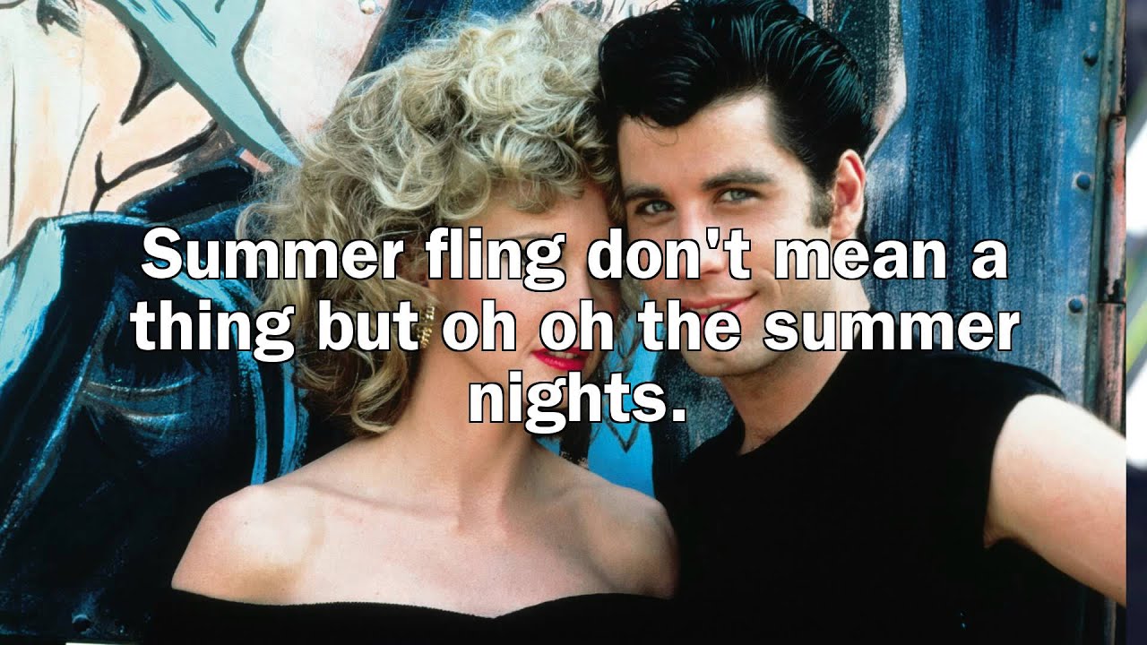 Grease Summer Nights lyrics (Lyric Video) YouTube