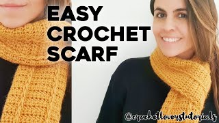 HOW TO CROCHET EASY SCARF: crochet unisex scarf in no time! easy instructions for crochet beginners by Crochet Lovers 39,832 views 3 years ago 7 minutes, 44 seconds