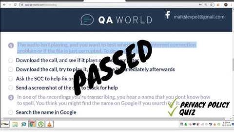 QA WORLD PRIVACY POLICY EXAM - 100% PASSED