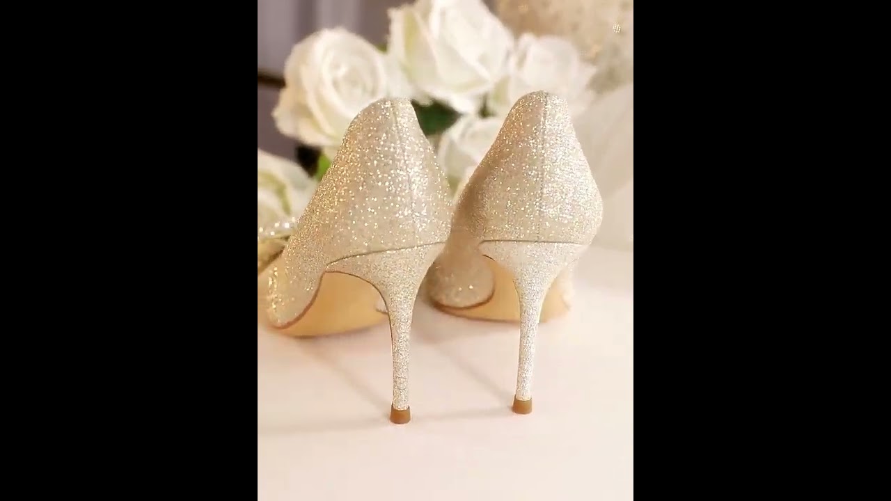 Charming Bling Bling Gold Pearl Sequins Rhinestone Wedding Shoes