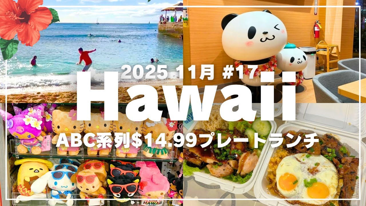 ハワイ【ワイキキ】ABC系列＄14.99のプレートランチ😋 海遊び🌊＆夜の