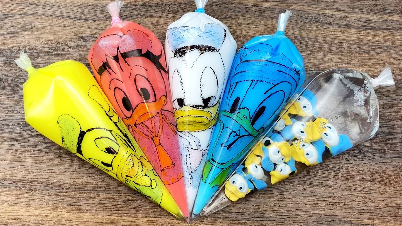 Making Donald Duck Slime With Piping Bags Satisfying Glossy Slime