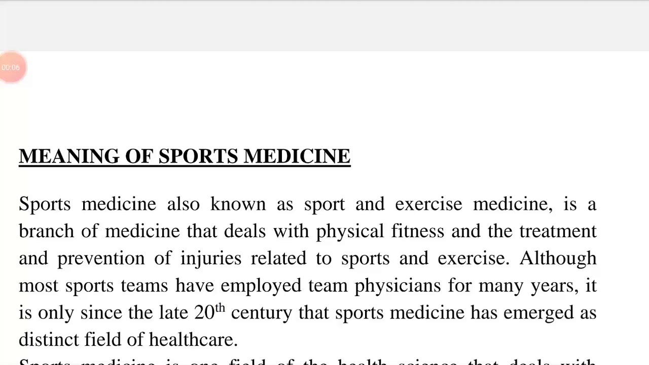 MEANING OF SPORTS MEDICINE YouTube