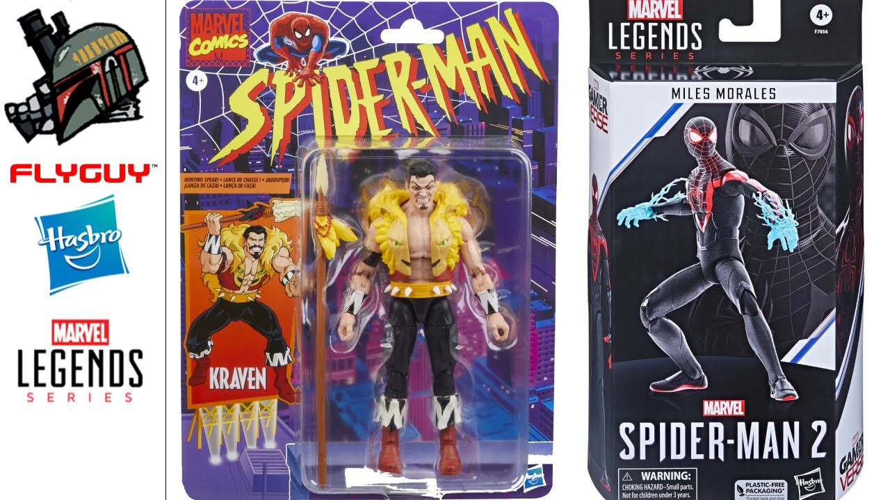 FLYGUYtoys Marvel Legends Spider-man 2 Mile Morales & Kraven The