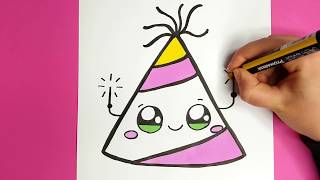 How to Draw a Party Hat Easy and Cute - Happy New Year