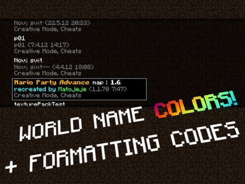 Minecraft world names with formatting codes - YouTube