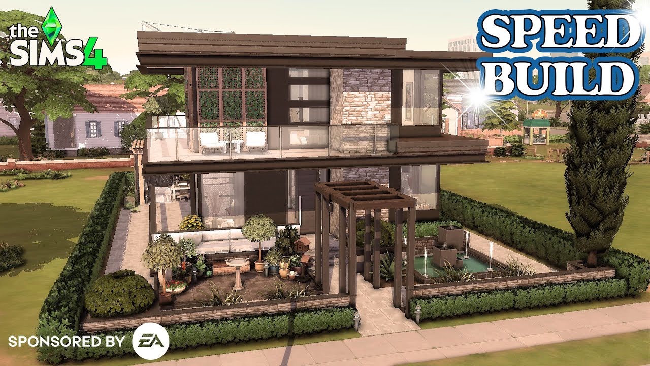 Sims 4 Быстрая постройка: Великолепный современный дом с 2 спальнями — без CC!