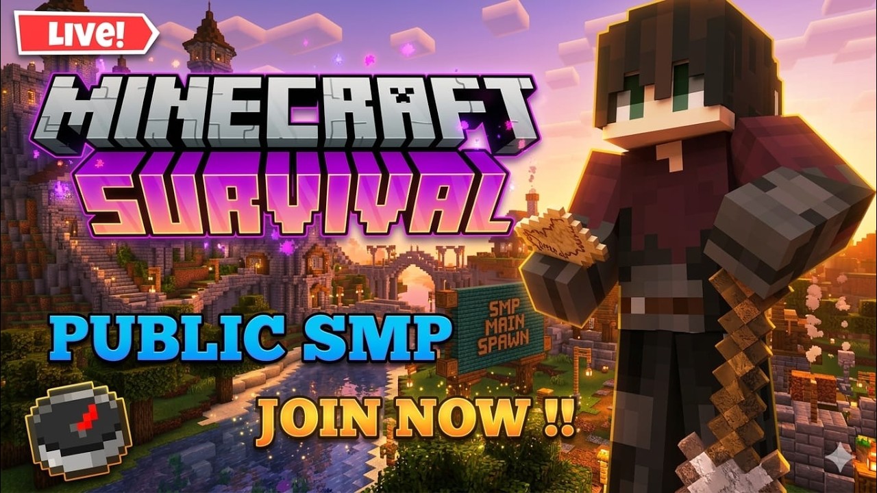 🔴 LIVE Playing With Subscribers in Public SMP Java + Mcpe - YouTube