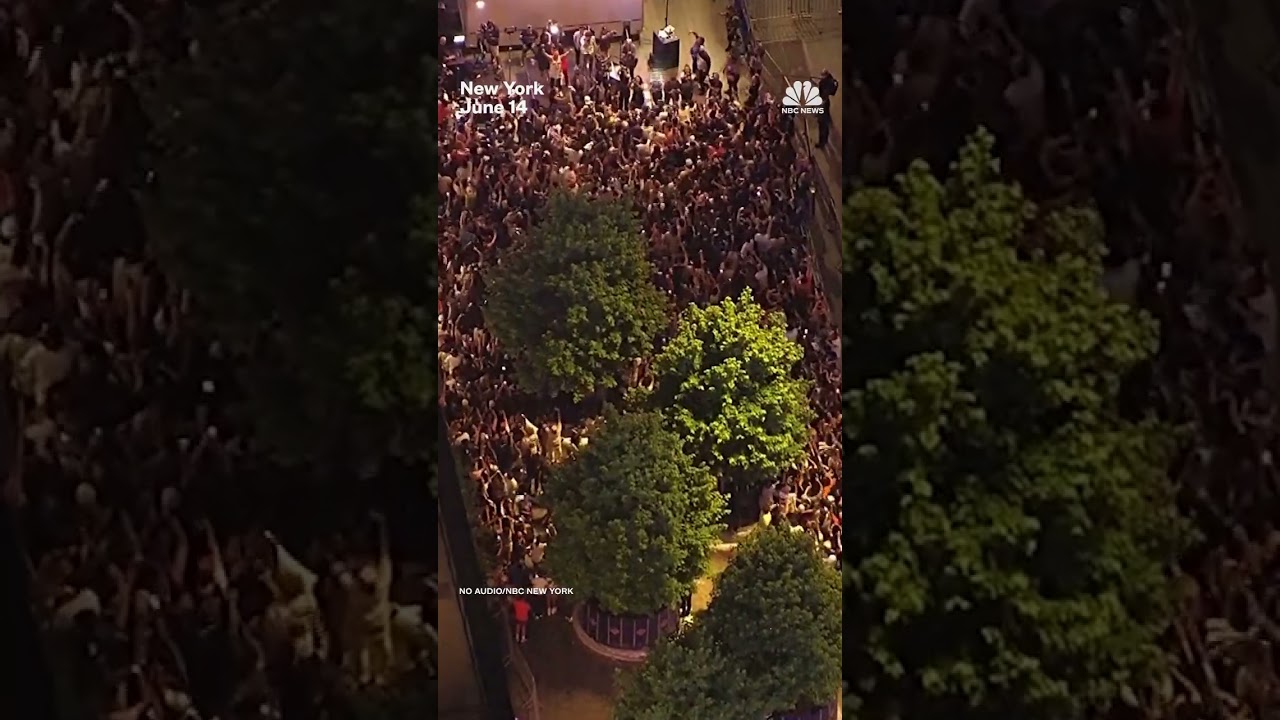 Bird’s-eye views of Knicks fans celebrating