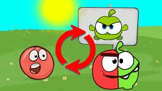 New cartoon game Red Ball and Om Nom went to SharoNyam Green hills level 1-15 Boss Square revolving