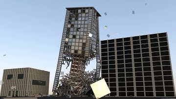 Tower collapse simulation 3D [Blender bullet constraints builder] explode columns at base