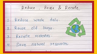 ♻️ Reduce, Reuse, Recycle | Best 10 Lines in English for Students