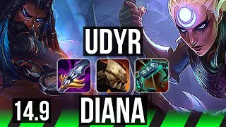 UDYR vs DIANA (JGL) | 7k comeback, 2400+ games, 13/4/10, Dominating | EUW Grandmaster | 14.9