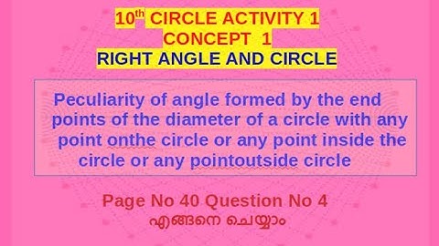 Circle Activity 1#Right angle &Circle(Angle in a semicircle) & 4th Qustion(PageNo 40) Using Geogebra