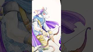 How do we set a ratfolk's magic arrows ablaze with watercolor? #shorts #ttrpg #pf2e #5e #DnD #art