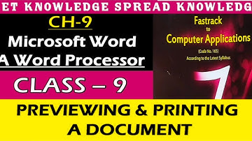 FASTRACK TO COMPUTER CLASS-9 PART-21 CH-9 MICROSOFT WORD- A WORD @Get Knowledge Spread Knowledge