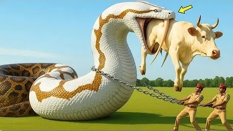 Heroic Rescue Team Saves Helpless White Bull From Massive Python Attack in Peaceful Green Meadow