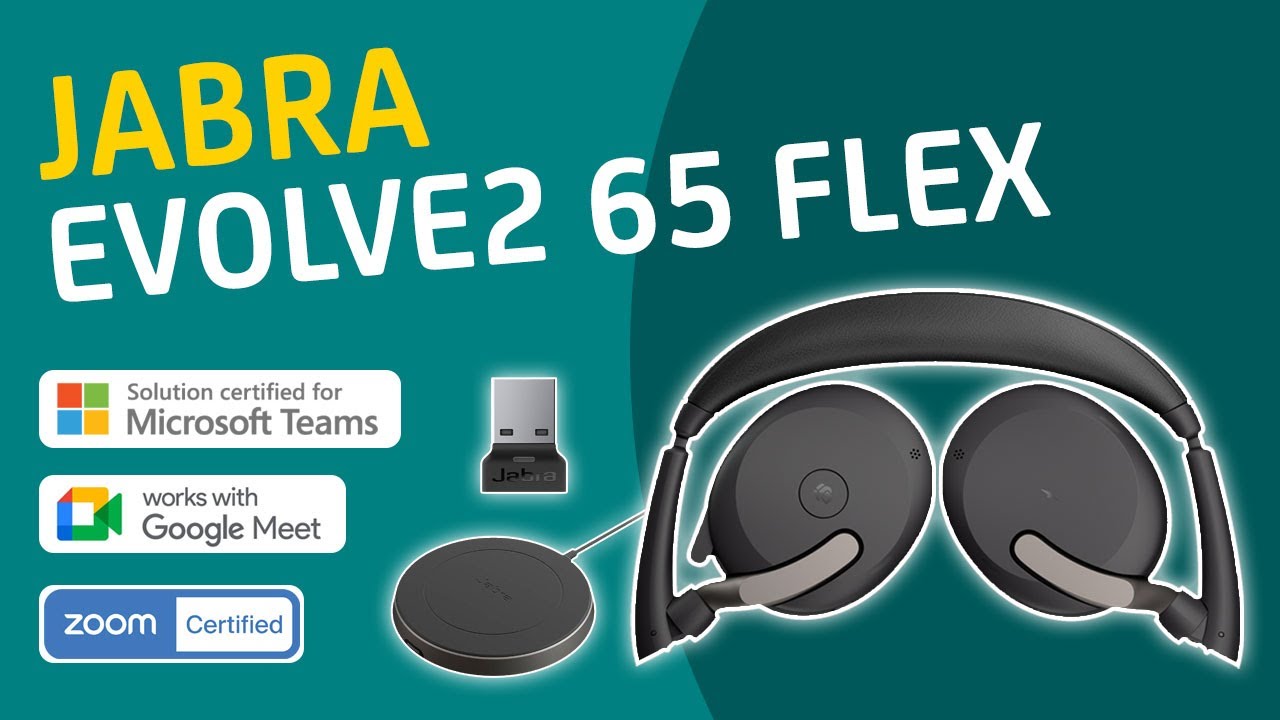 Headset Wireless Flex Foldable Jabra YouTube - Evolve2 65 -