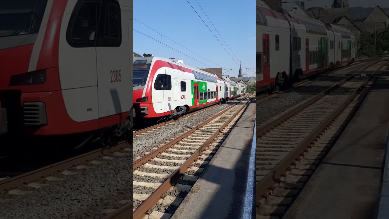 🚊 Triebzug Stadler Flirt BR 429 624 der DB fährt mit CFL 2305 durch Bhf Pommern/Mosel in Ri Trier