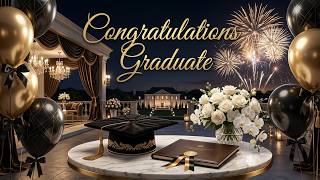 🎓 Congratulations Graduate 4K Screensaver | Luxury Black & Gold Graduation Wallpaper ✨ Elegant Music