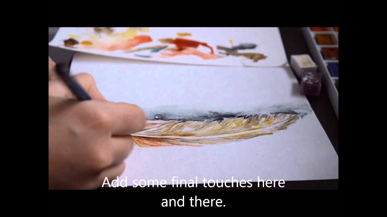 Easy step by step tutorial: How to paint a feather with watercolours ...