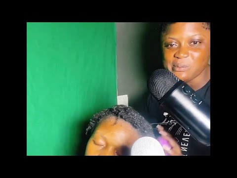 ASMR braids takedown,hair straightening and hair shampoo on my cousin with gum cracking