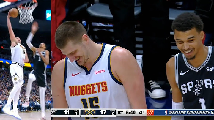 Nikola Jokic and Victor Wembanyama laugh after Jokic dunked over Wemby 😂
