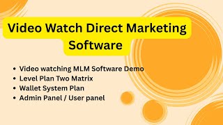 video watch mlm software demo | Level Plan With Matrix plan | Customized software