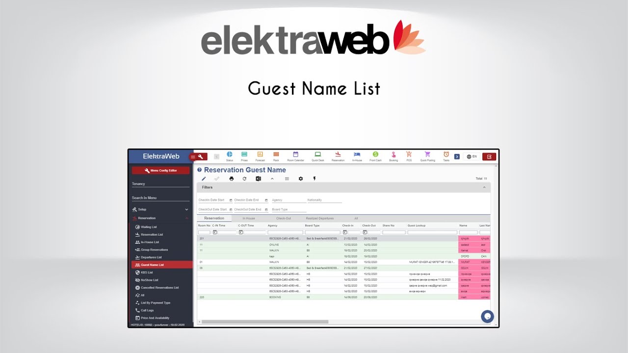 ElektraWeb - Guest Name List