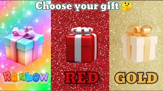Choose your gift 🎁 😭😘||3 gift box challenge, 2 good & 1 bad || Rainbow, Gold & Red #giftboxchallenge