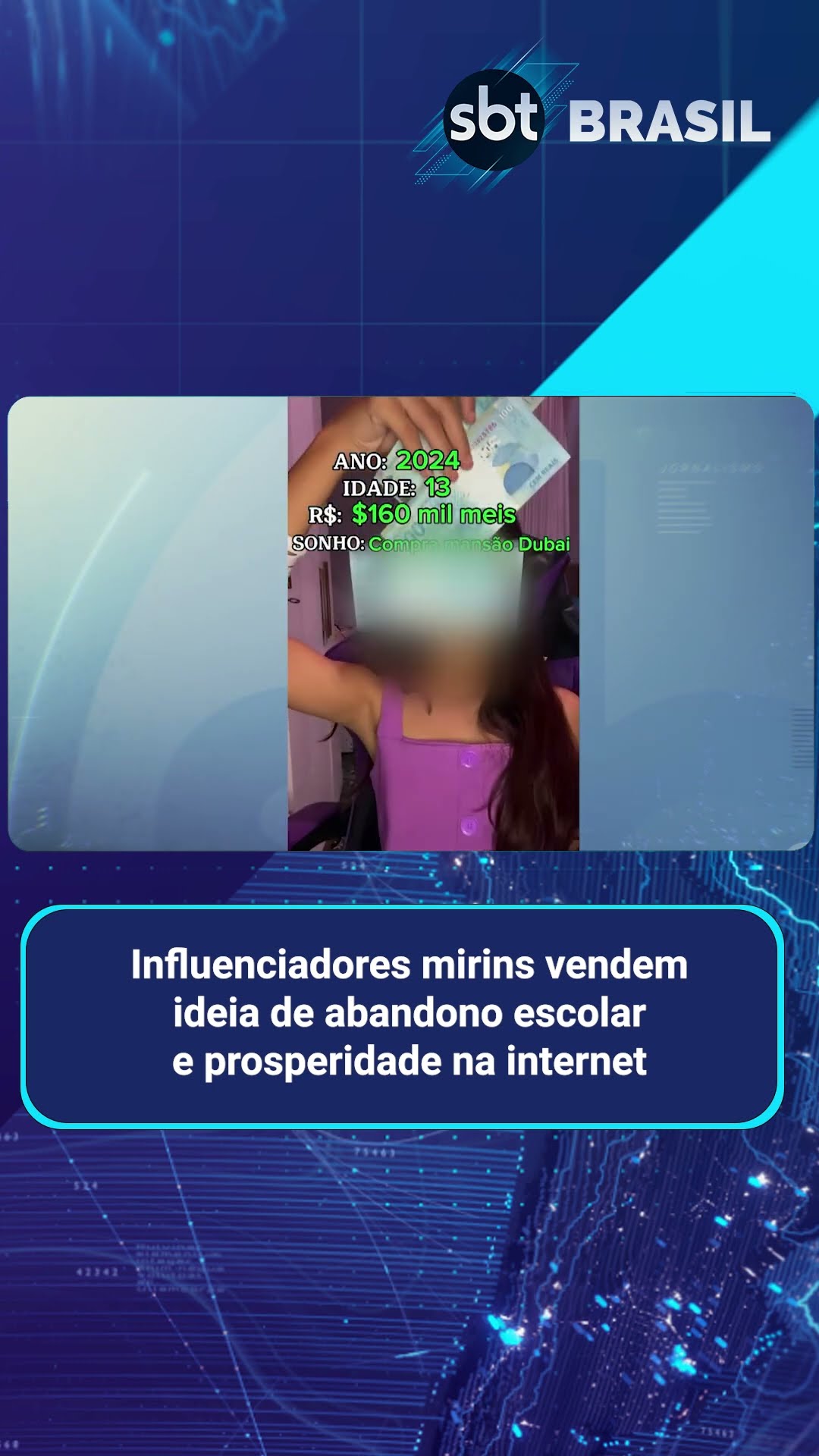 Crianças vendem ideia de prosperidade na internet e abandono escolar | SBT Brasil (15/01/25)