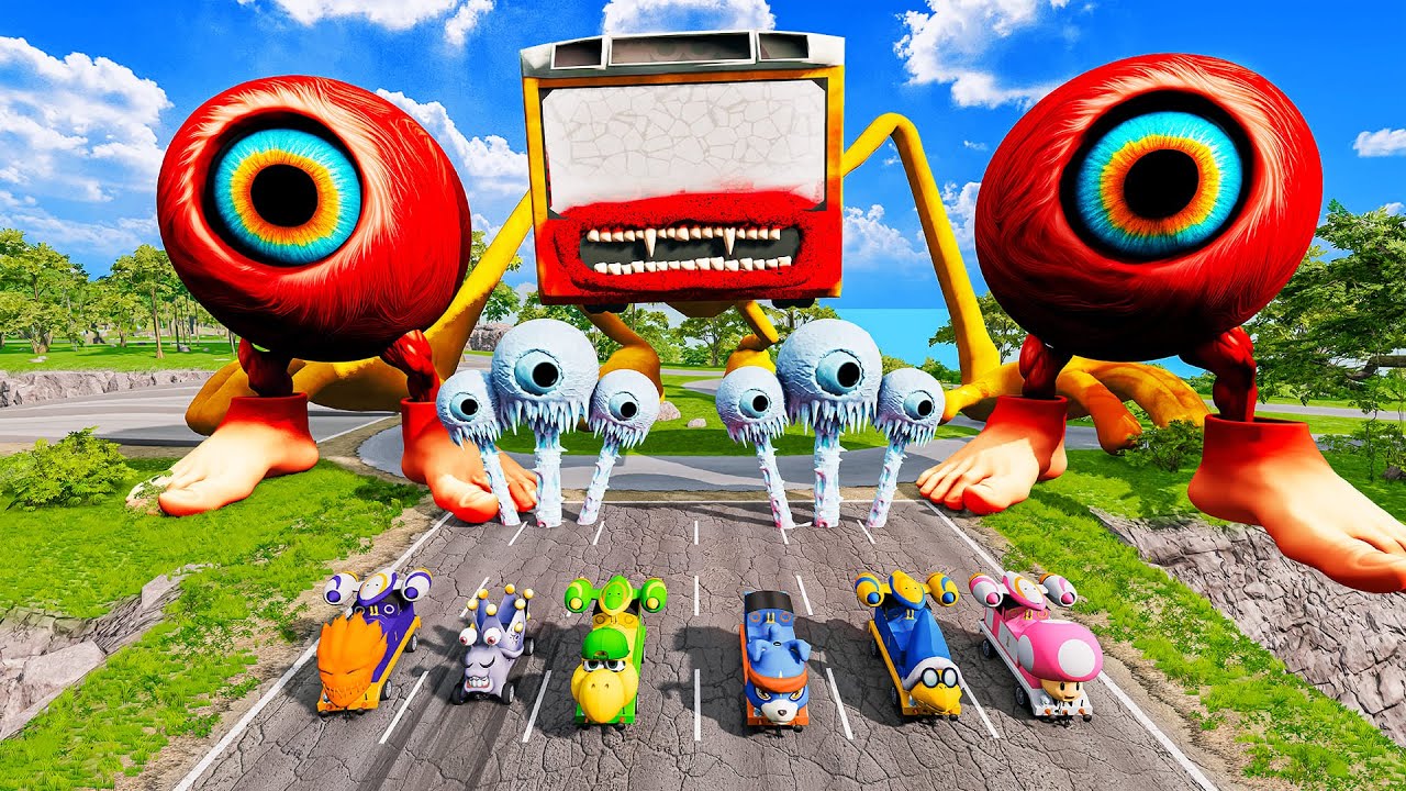 ALL MONSTERS Big & Small Cars Vs BUS EATER & WATER EYES TOWER EATER - BeamNG.drive