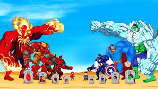 Rescue SUPER HEROES Team HULK ICE vs Team SPIDERMAN FIRE :  Who Is The King Of Super Heroes ? FUNNY